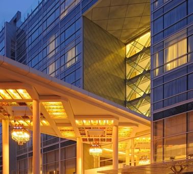 Exterior evening view of the Dushanbe Serena Hotel